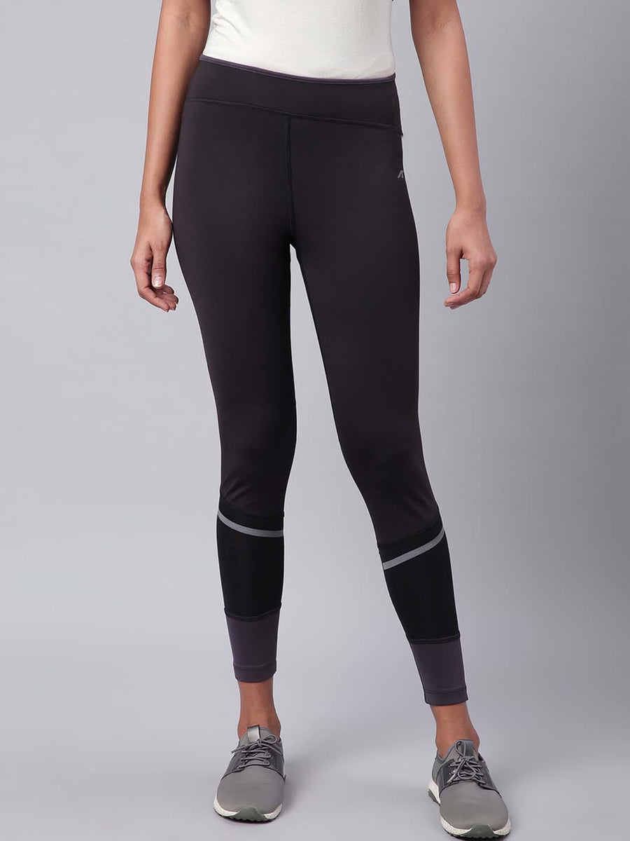 Alcis Women Black Rapid Dry Solid Cropped Training Tights