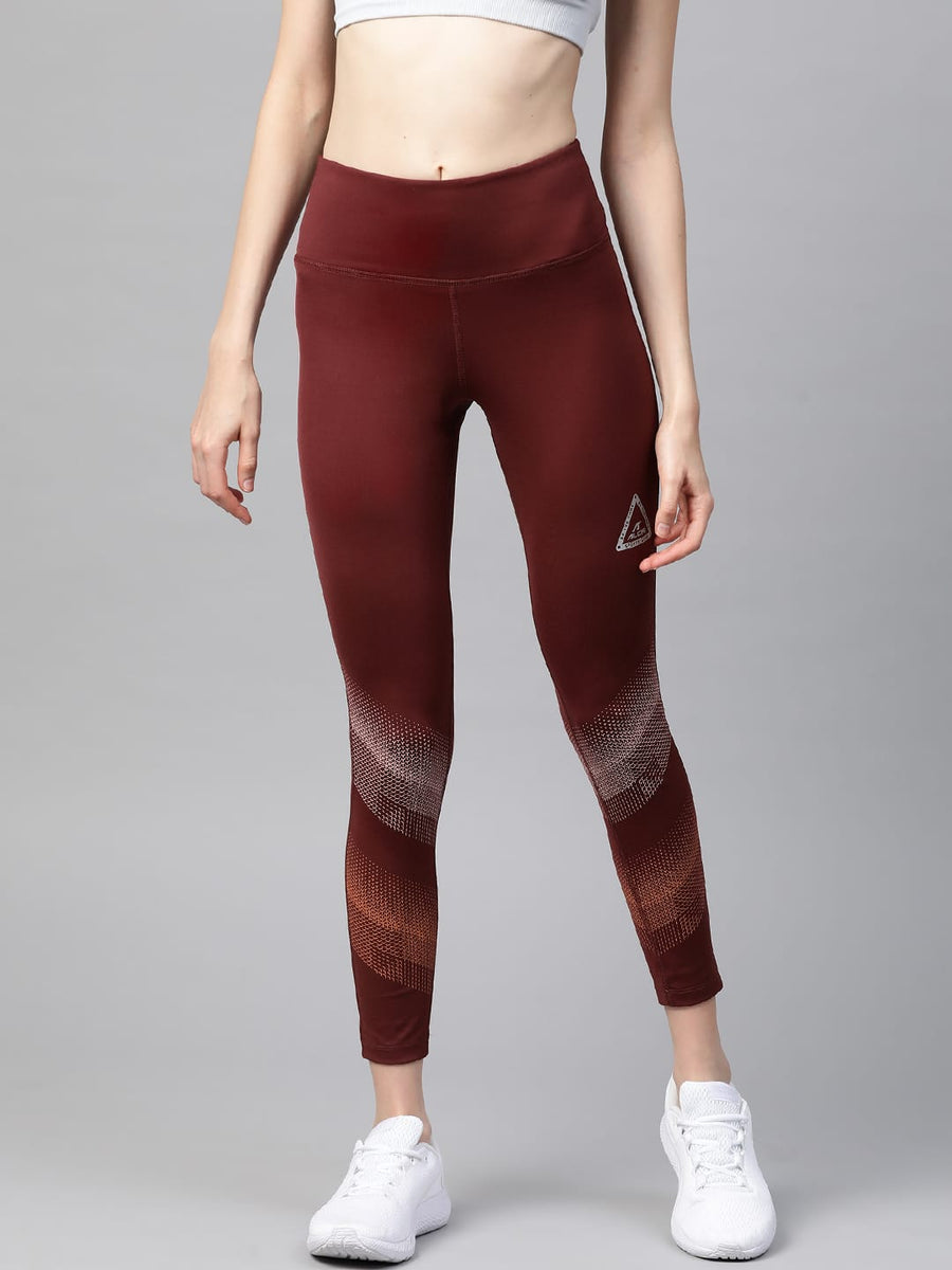 Alcis Women Maroon Printed Detail Cropped Tights