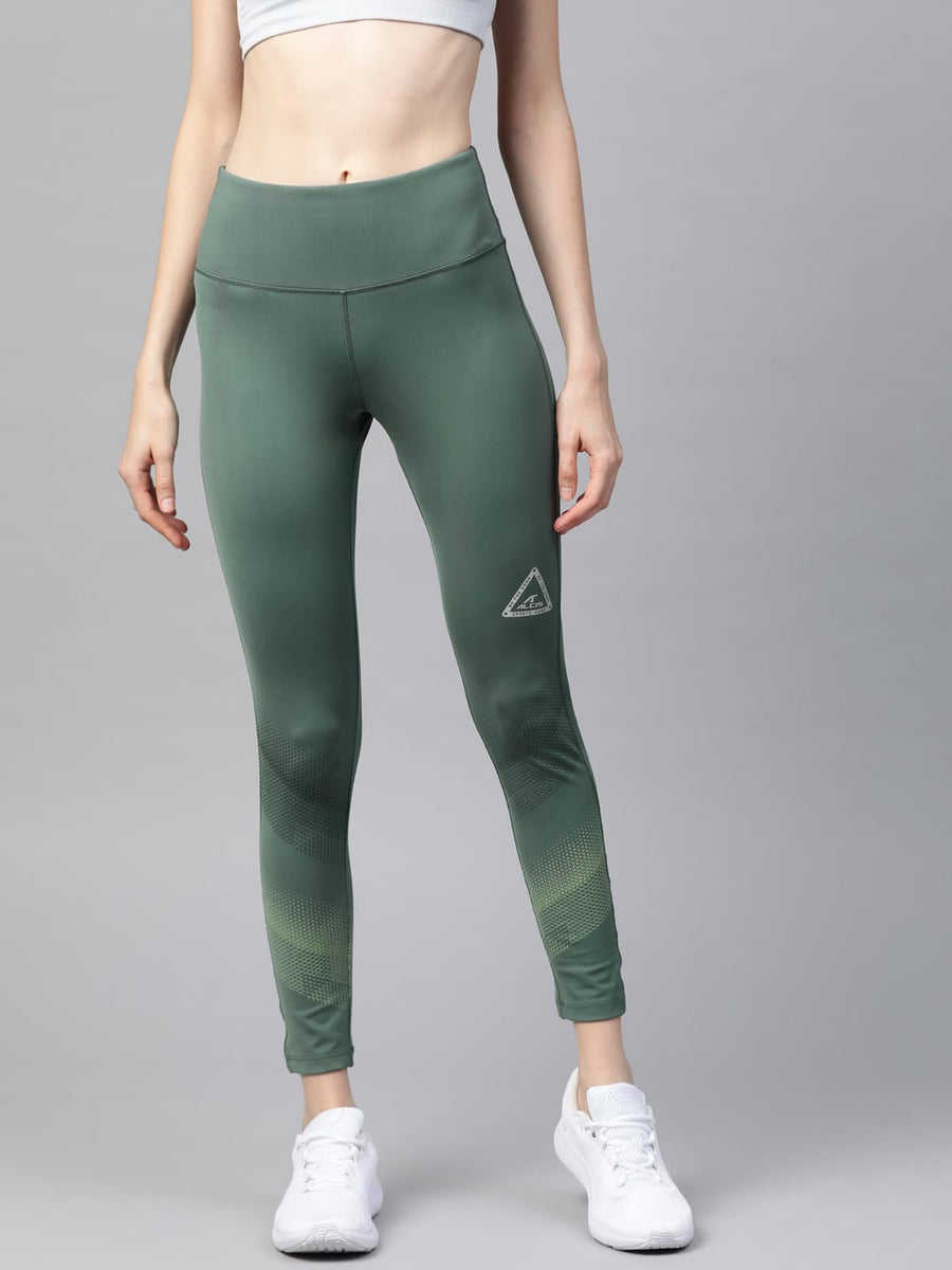 Alcis Women Green Printed Detail Cropped Tights