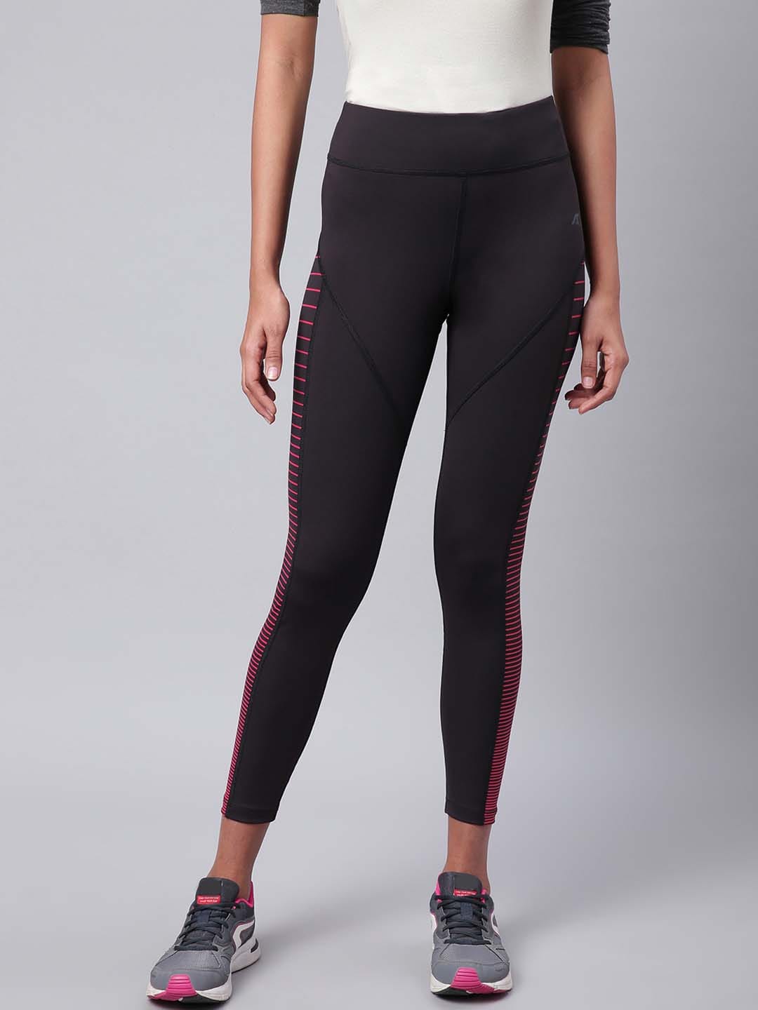 Alcis Women Black Rapid Dry Solid Cropped Training Tights