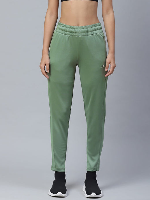 Alcis Women Olive Green Solid Slim Fit Track Pants
