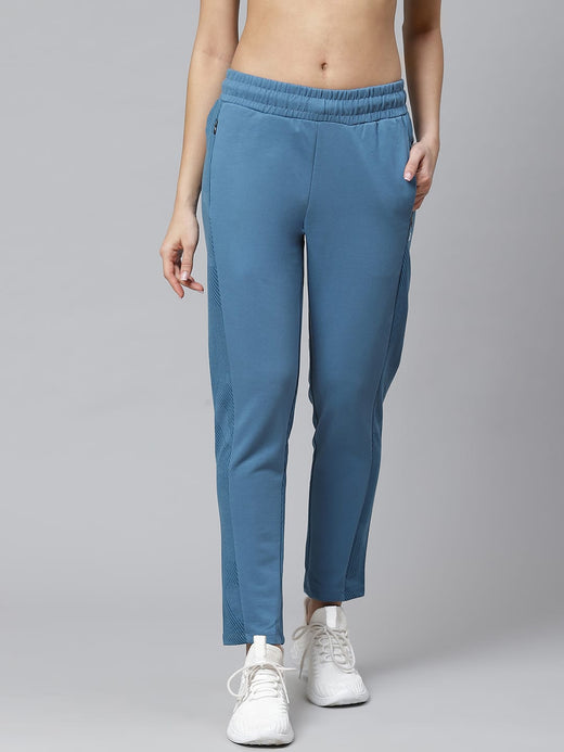 Alcis Women Blue Solid Slim Fit Track Pants