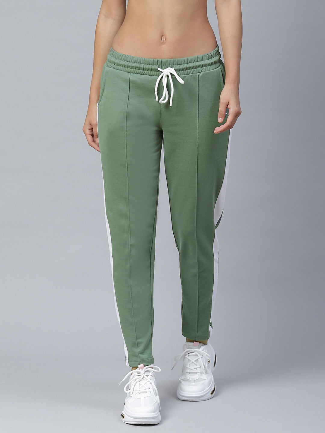 Buy Alcis Women Olive Green Slim Fit Solid Cropped Joggers (XS) Online