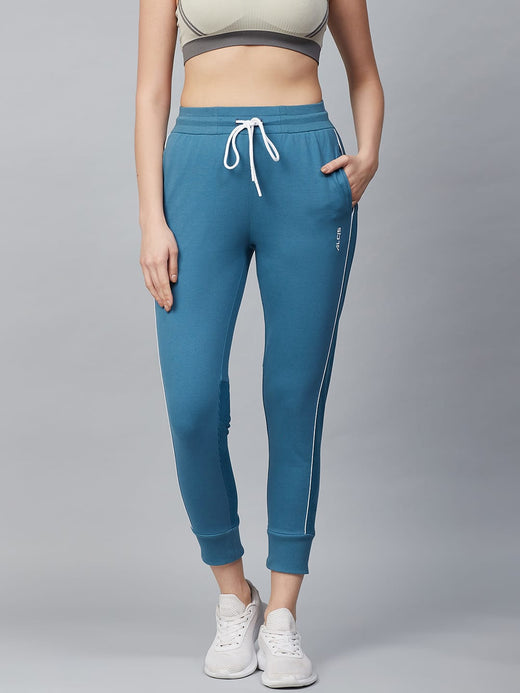 Alcis Women Blue Slim Fit Solid Cropped Joggers