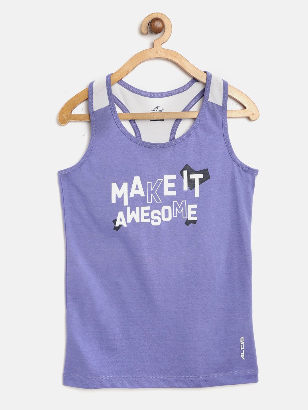 Alcis Girls Blue  White Printed Running Tank Top