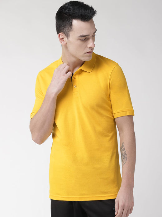 Alcis Men Solid Yellow Tshirts