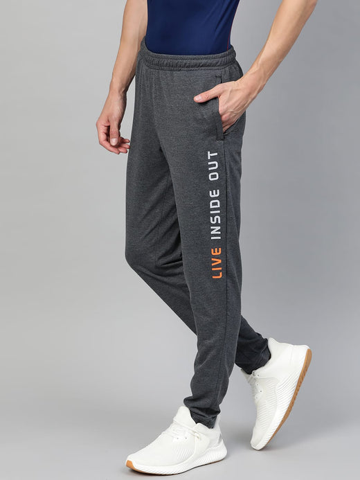 Alcis Men Charcoal Grey Slim Fit Solid Track Pants