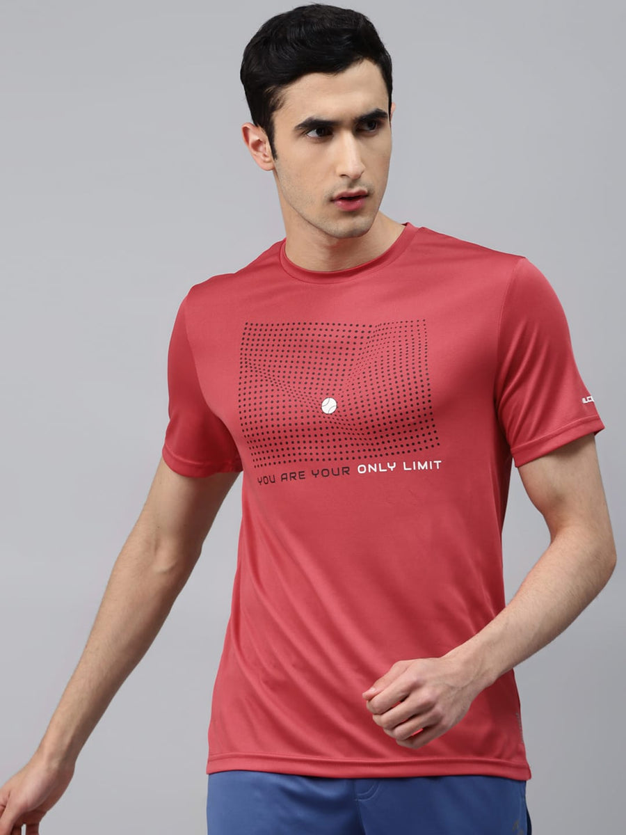 Alcis Men Red Printed Round Neck T-shirt