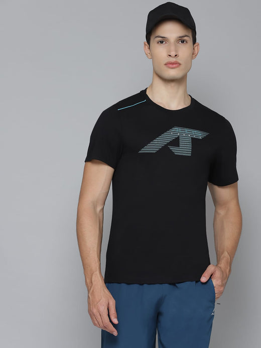 Alcis Men Solid Black Tshirts
