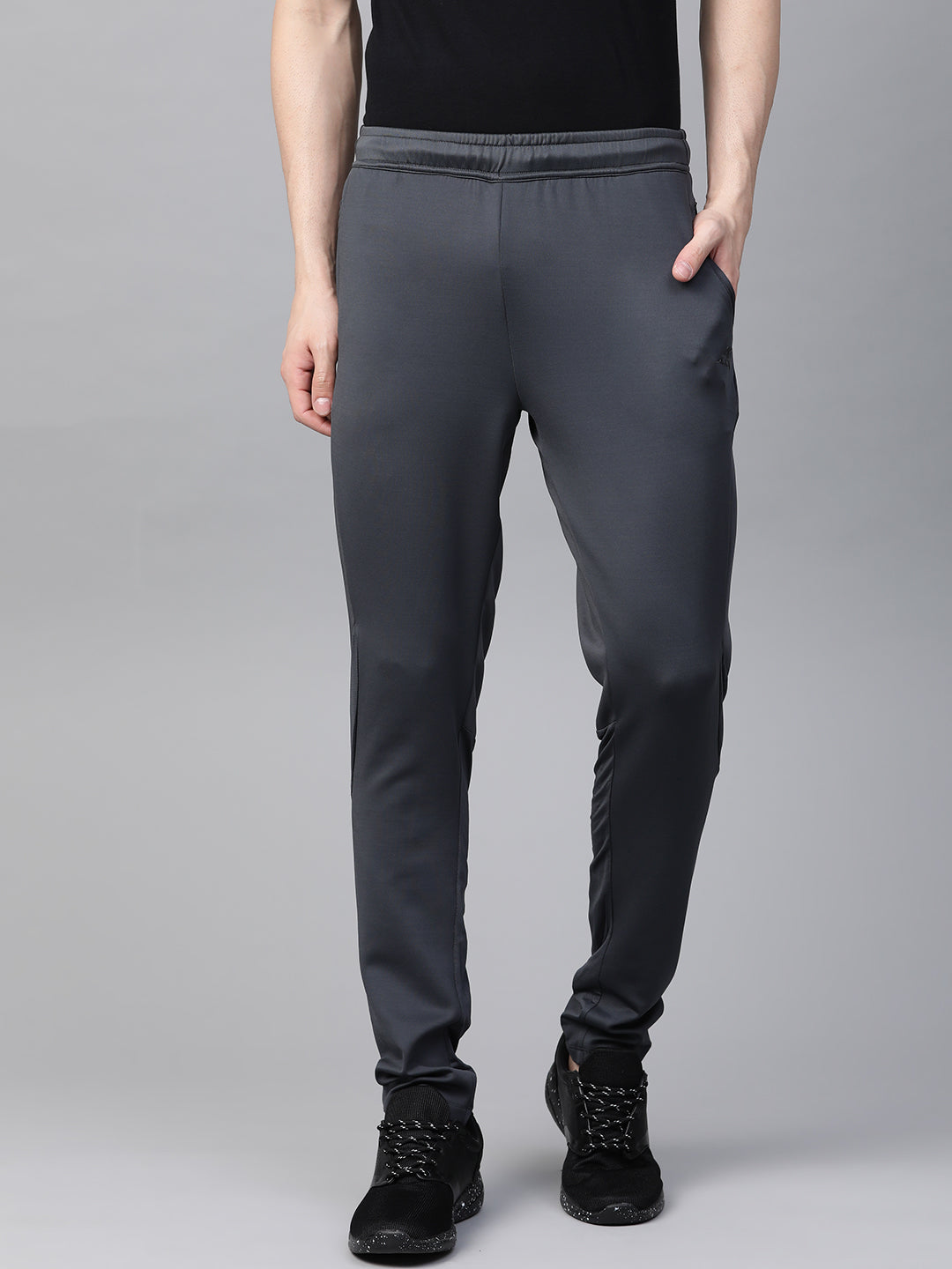 Alcis Men Charcoal Grey Solid Running Track Pants