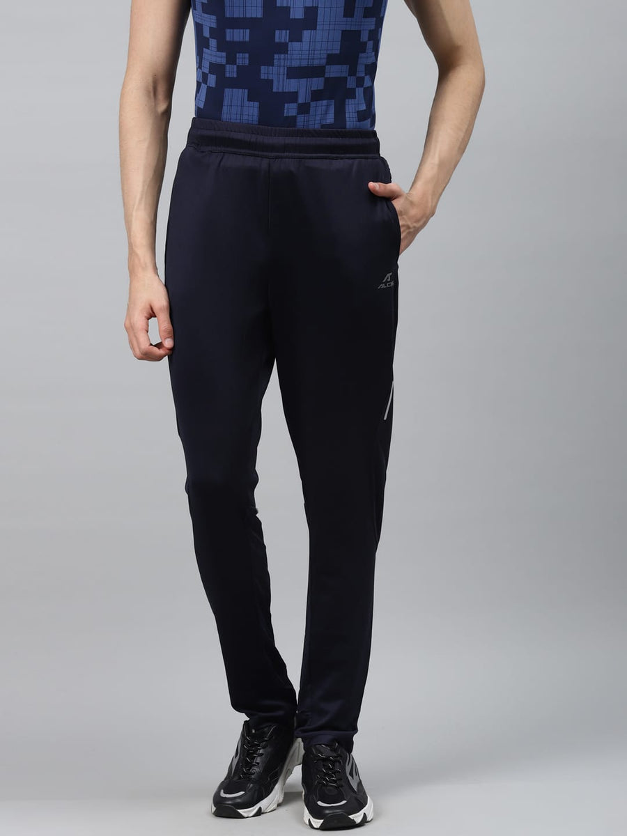Alcis Men Navy Blue Melange Solid Running Track Pants