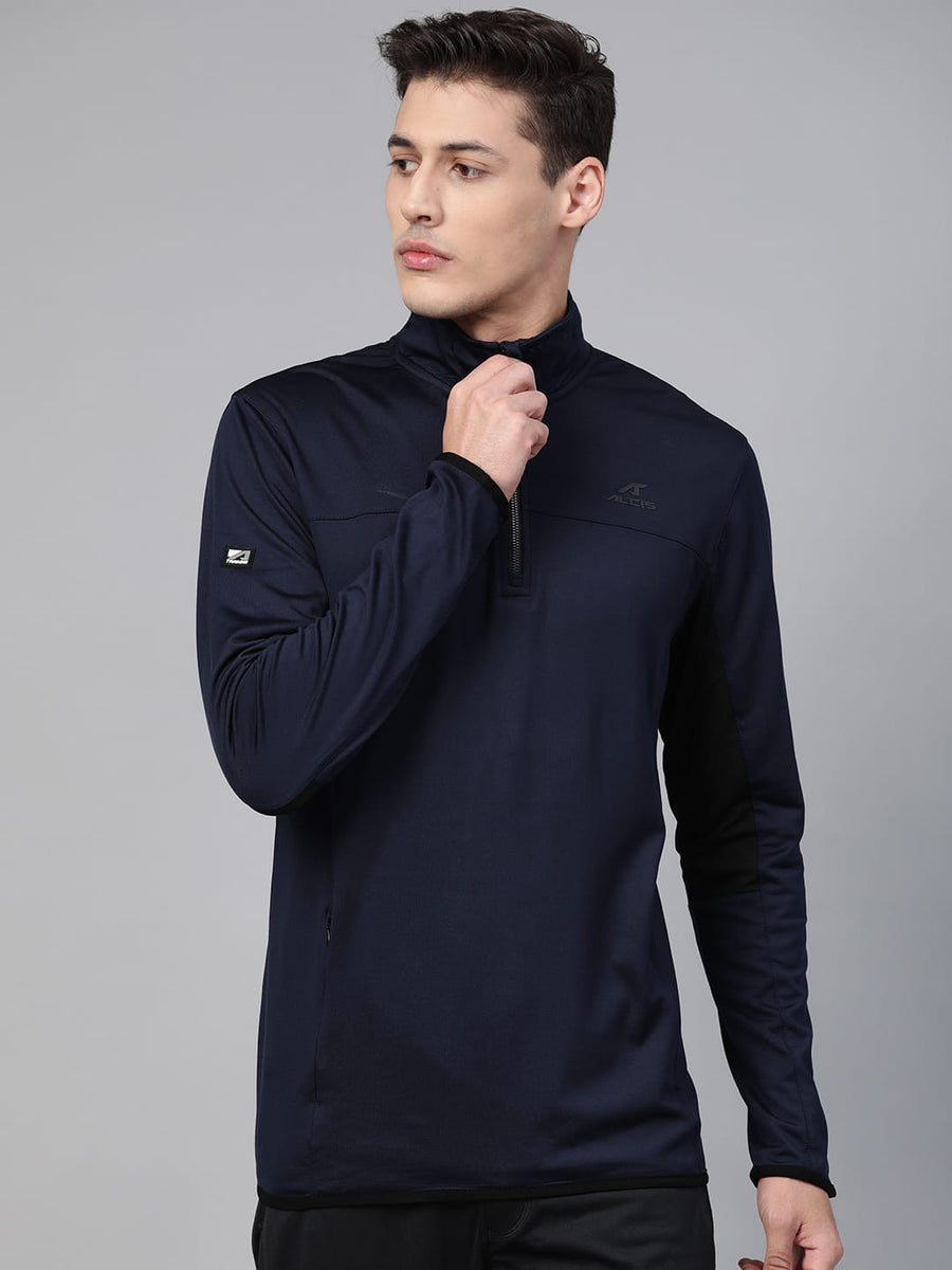 Alcis Men Navy Blue Solid Training Sweatshirt