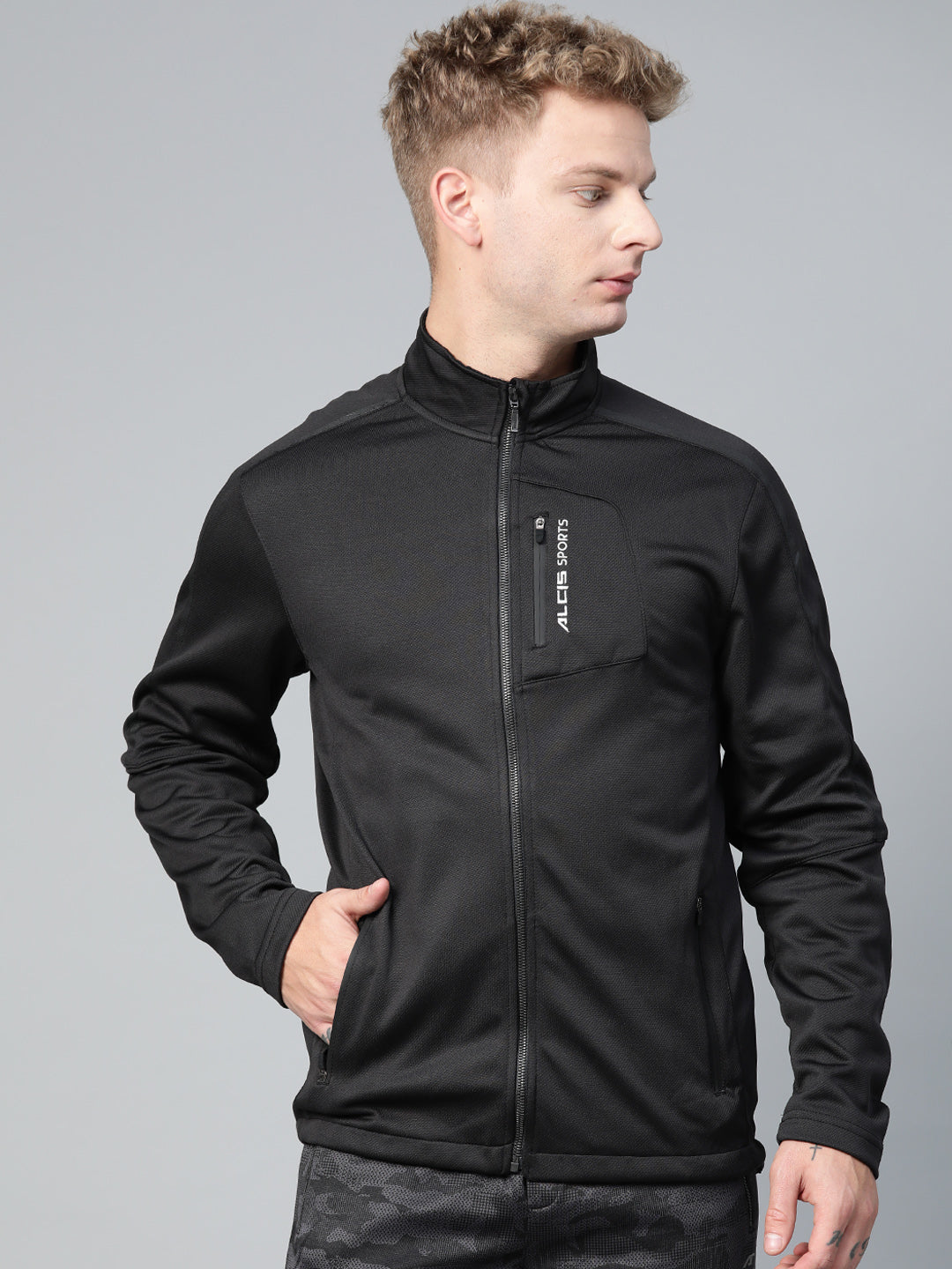 Alcis Men Black Solid Sports Jacket - Main Image