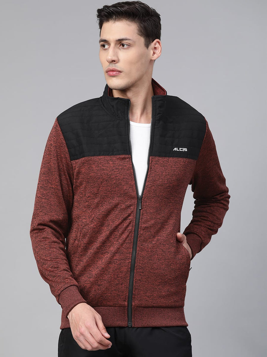Alcis Men Rust Orange  Black Colourblocked Training Jacket