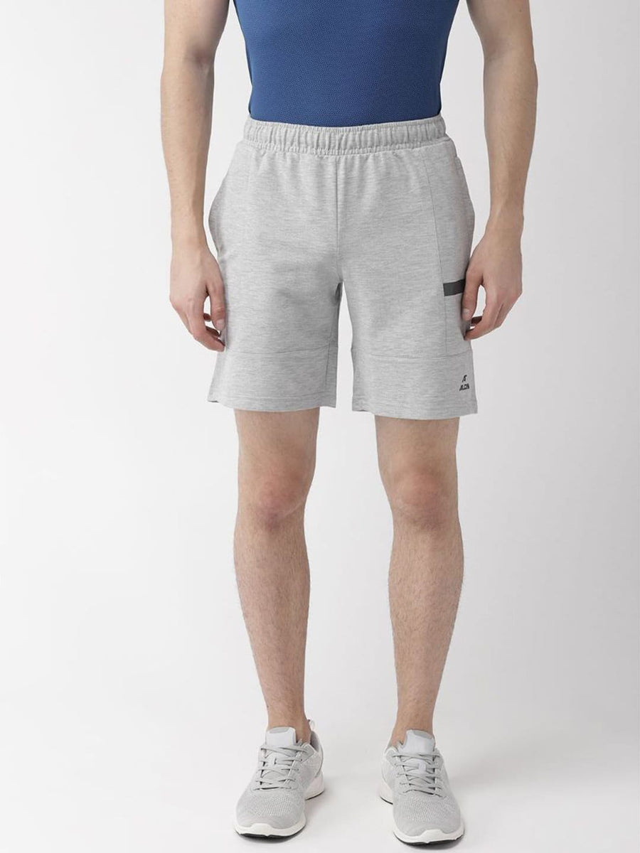 Alcis Men Grey Melange Solid Sports Shorts