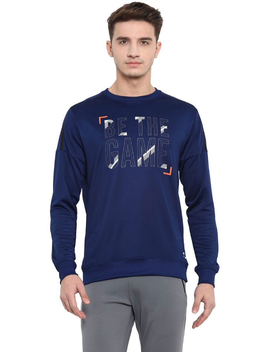 Alcis Men Printed Navy Blue Sweatshirts