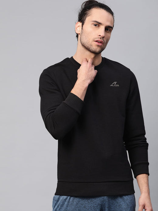 Alcis Men Solid Black Sweatshirts