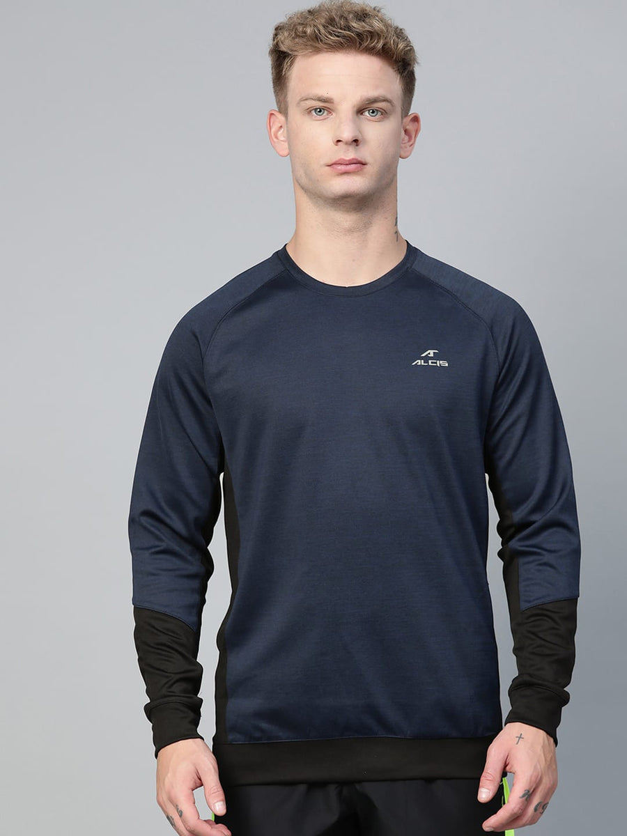 Alcis Men Navy Blue Solid Sweatshirt