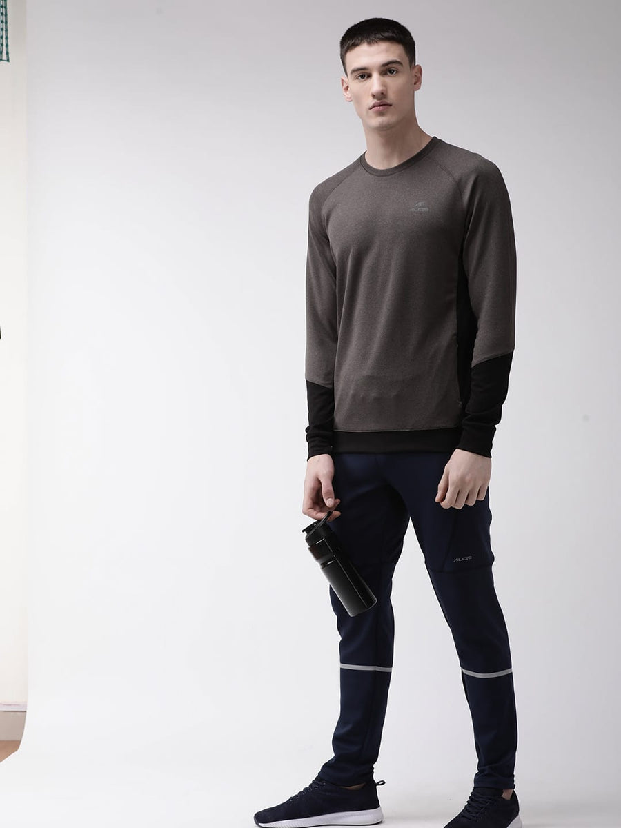 Alcis Men Charcoal Grey Solid Training Sweatshirt