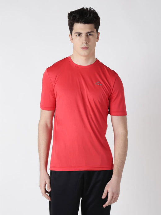Alcis Men Red Solid Round Neck T-shirt