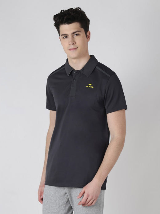 Alcis Mens Grey Solid Polo T-Shirt POLO1001GREY