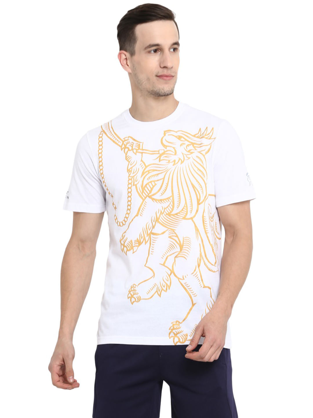 Alcis Men White Rajasthan Royals Printed Round Neck Rajasthan Royals T-shirt
