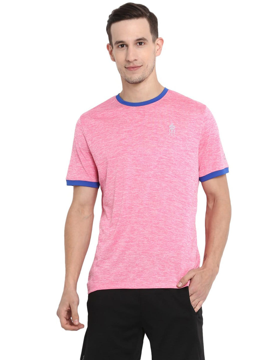 Alcis Men Rajasthan Royals Pink Self Design Round Neck T-shirt