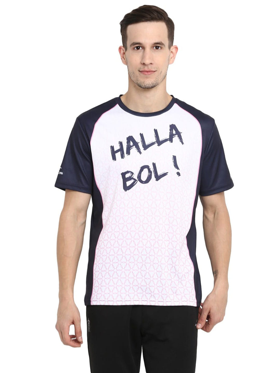 Alcis Men Rajasthan Royals Blue Printed Round Neck T-shirt