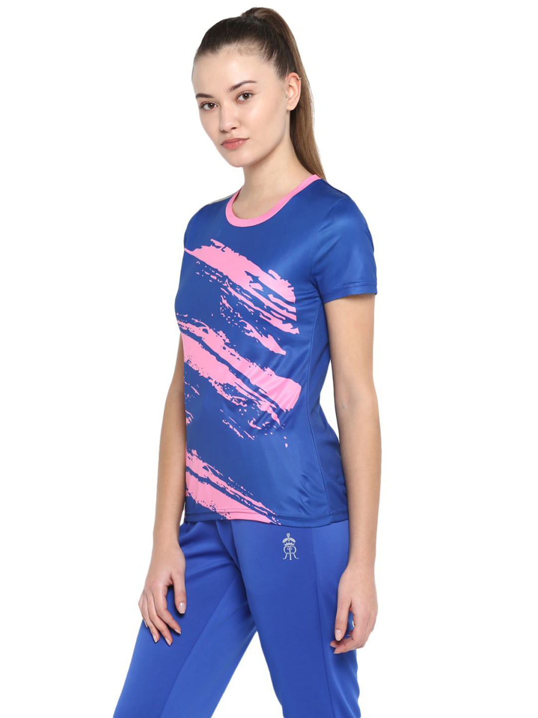 Alcis Women Blue Rajasthan Royals Printed Round Neck T-shirt