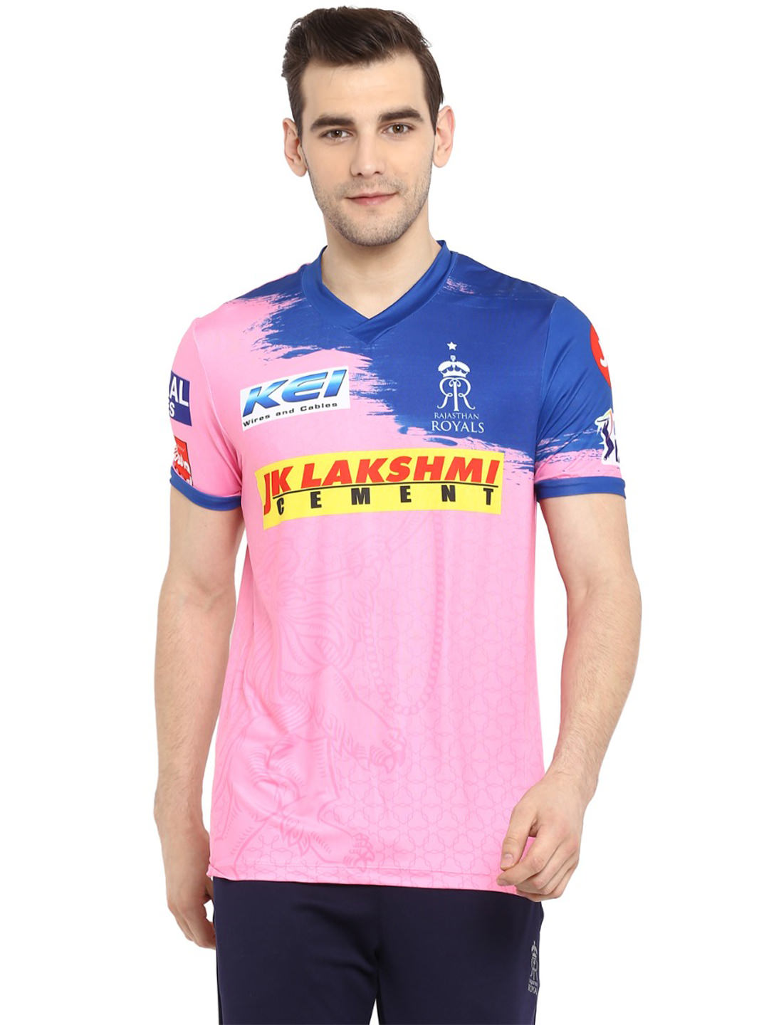 Alcis Men Blue Pink Rajasthan Royals Original Matchday Jersey