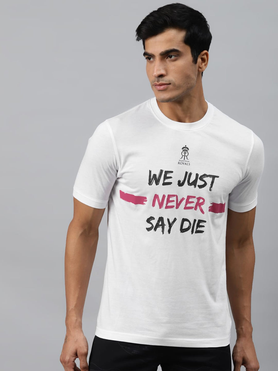 Alcis Men White  Black Typography Print Slim Fit Round Neck T-shirt