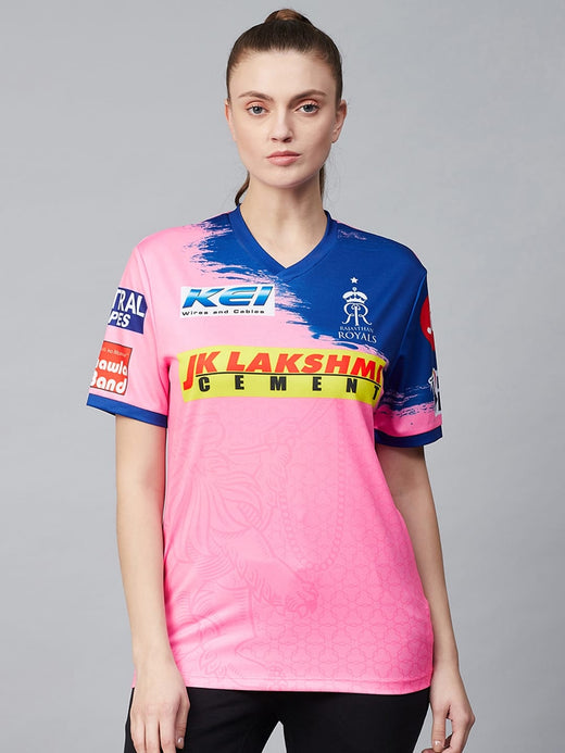 Alcis Women Pink Printed Rajasthan Royals Replica Match Day Jersey