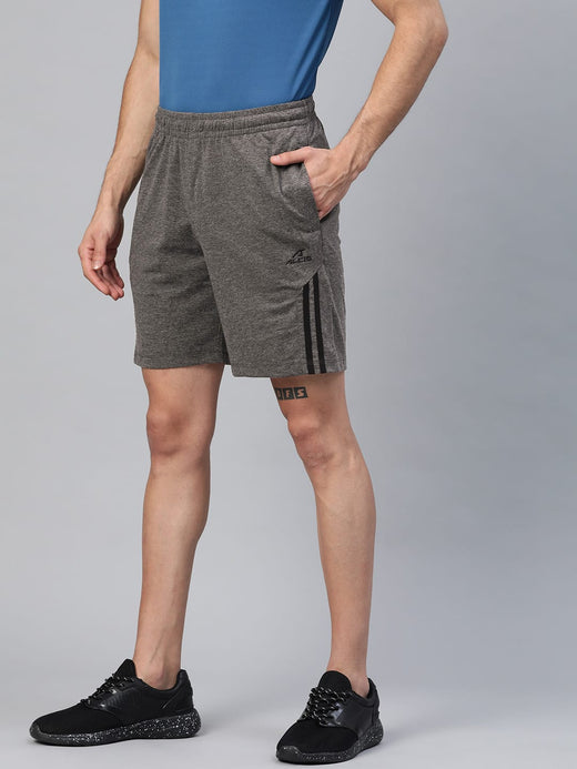 Alcis Men Charcoal Grey Solid Regular Fit Sports Shorts