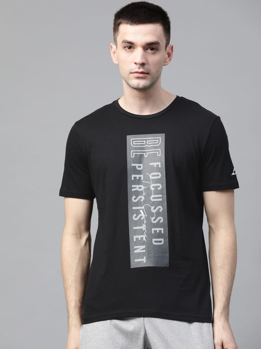 Alcis Men Black  Charcoal Grey Printed Round Neck Outdoor T-shirt