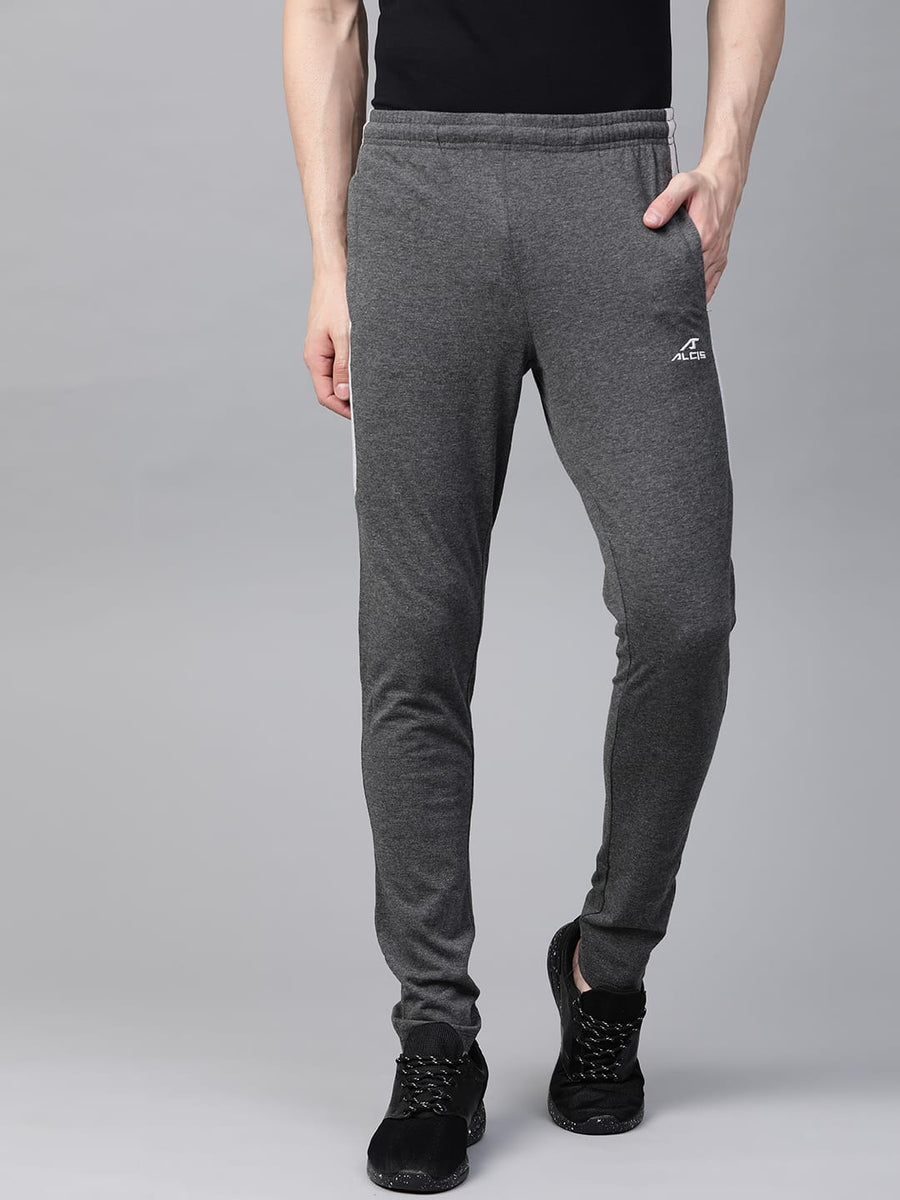 Alcis Men Charcoal Grey Solid Track Pants
