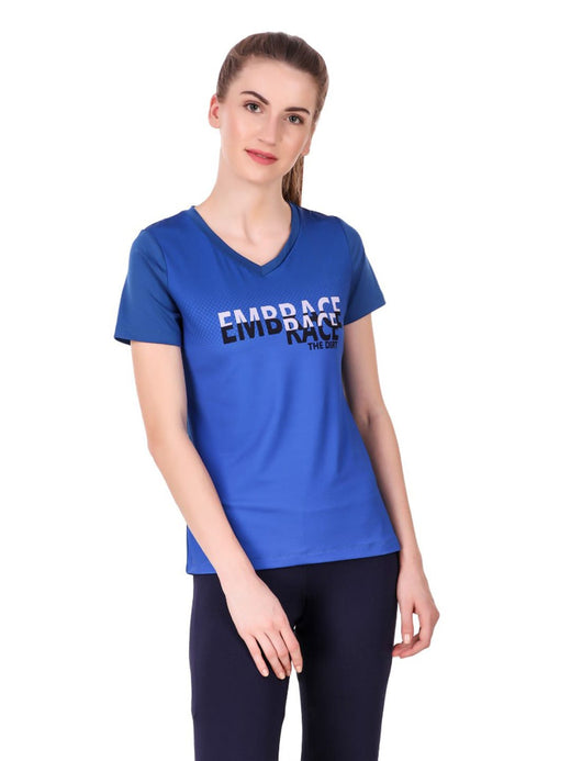 Alcis Women Blue Printed Round Neck T-shirt