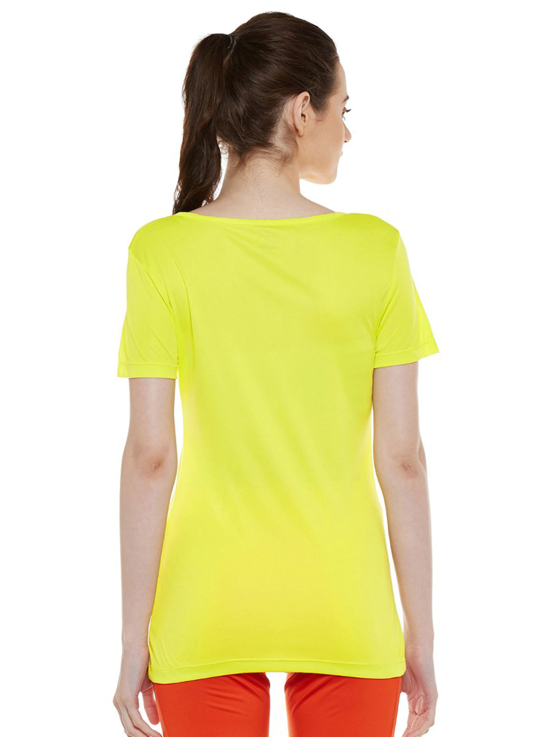 Alcis Women Yellow Solid Round Neck T-shirt